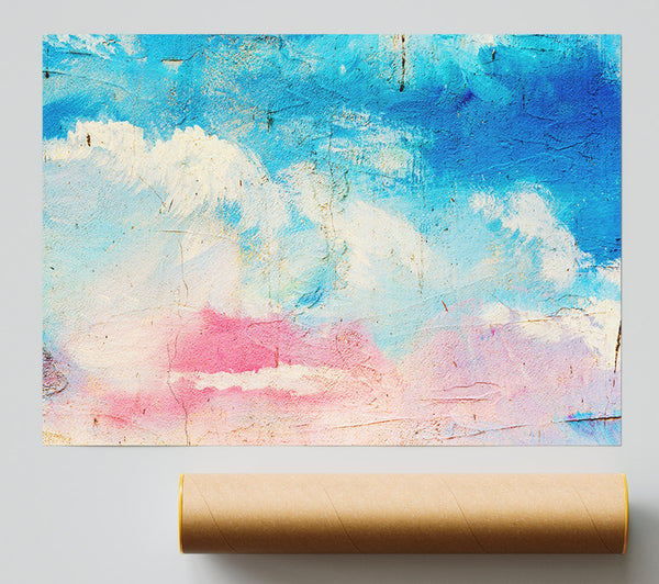 Pink Blue And White Dab Giclee Print