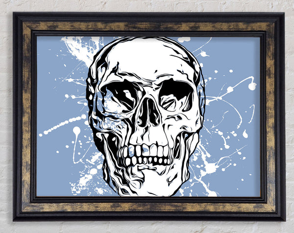 The White Splatter Skull Framed Print