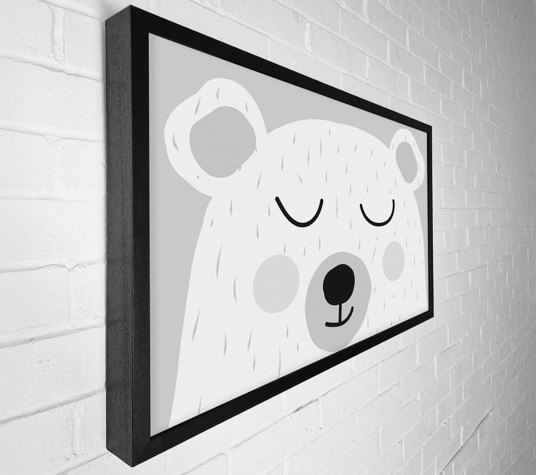  A Canvas Print of The Cute Bear Head Grey Canvas Wall Art