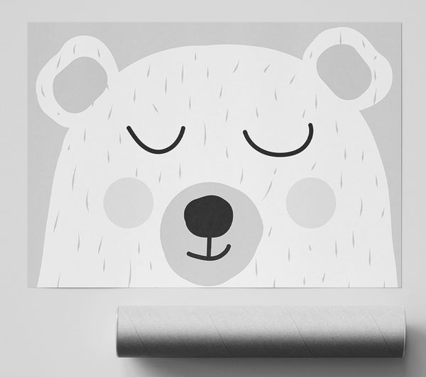 The Cute Bear Head Grey Print