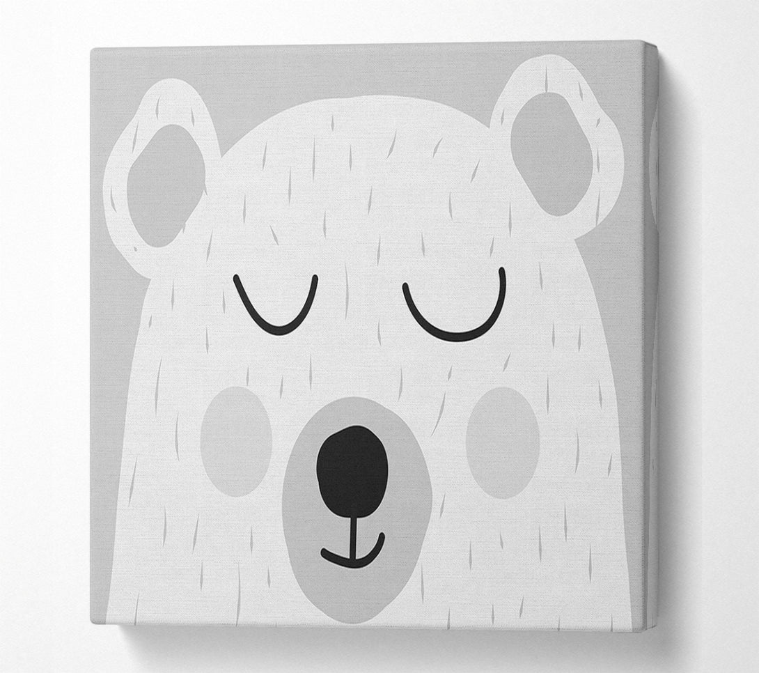  A Canvas Print of The Cute Bear Head Grey Canvas Wall Art
