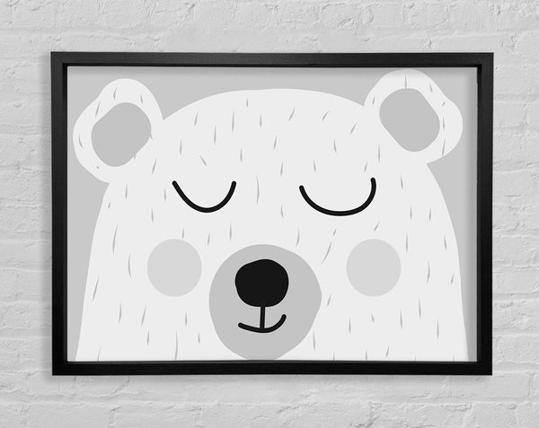 The Cute Bear Head Grey Framed Print