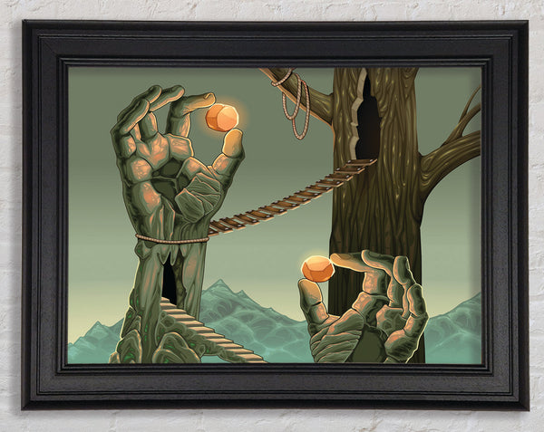 Holding The Balls Of Light Framed Print