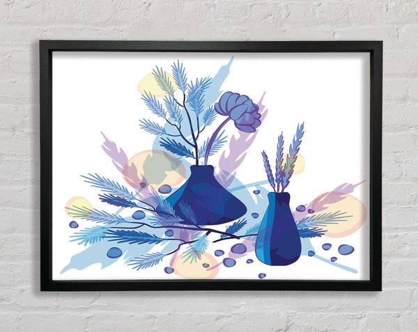 Two Blue Vases Of Flowers Framed Print