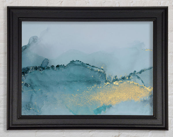 Glitter Gold On Blue Framed Print