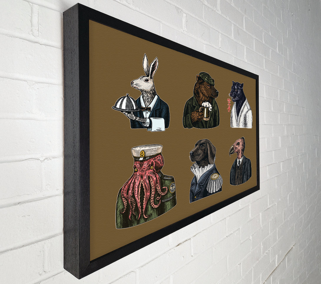  A Canvas Print of Six Vintage Animal People Canvas Print
