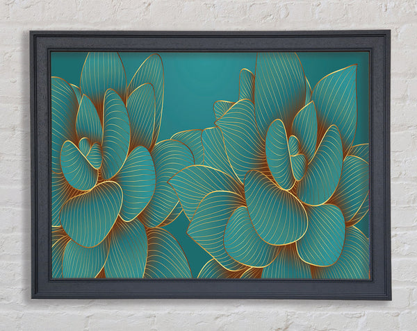 Green Petal Flower Fancy Framed Print