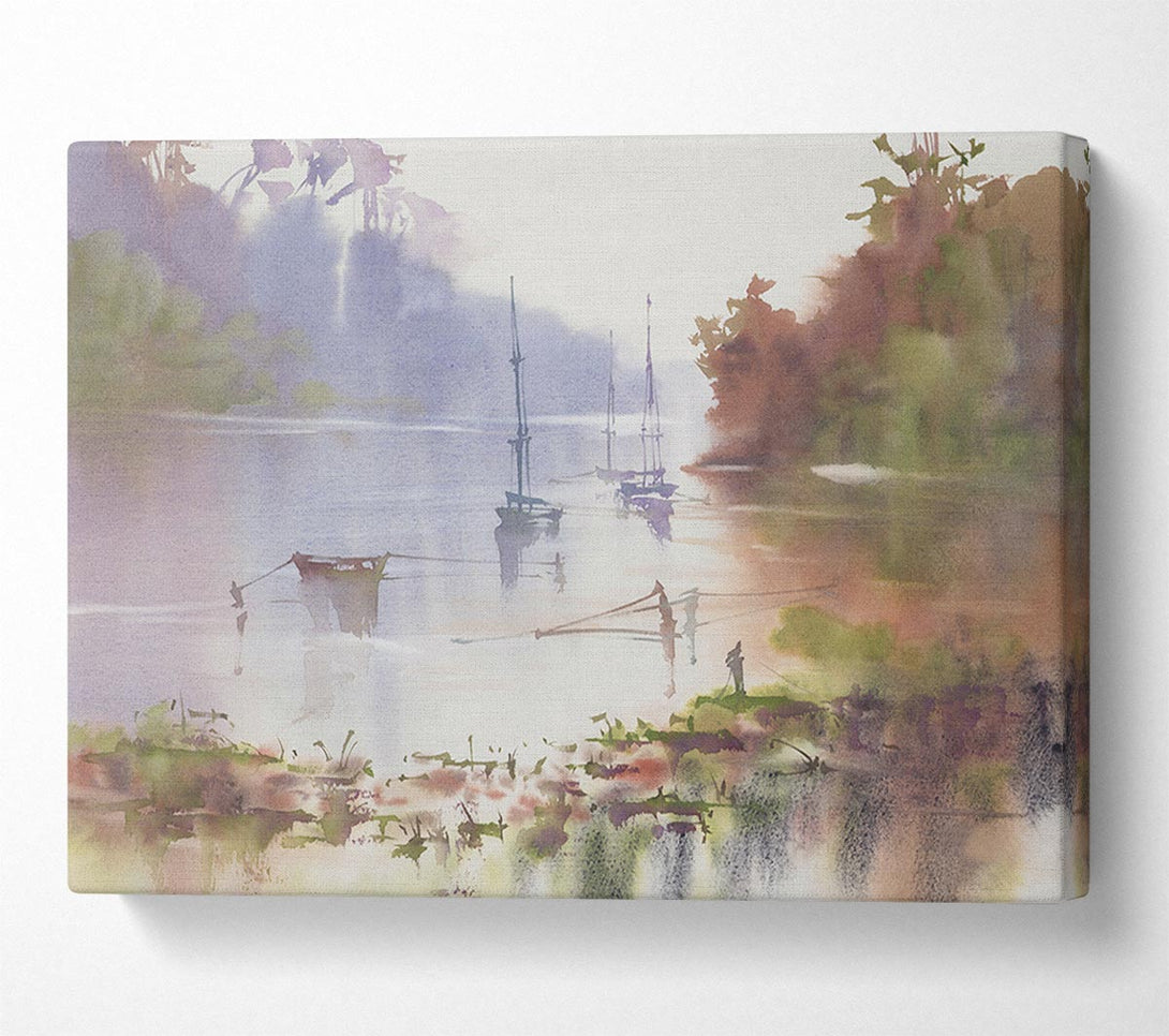  A Canvas Print of Sailing Up The Beautiful River Canvas Print