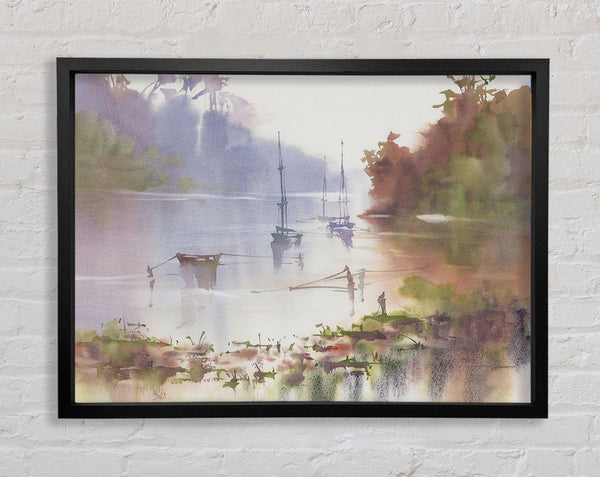 Sailing Up The Beautiful River Framed Print