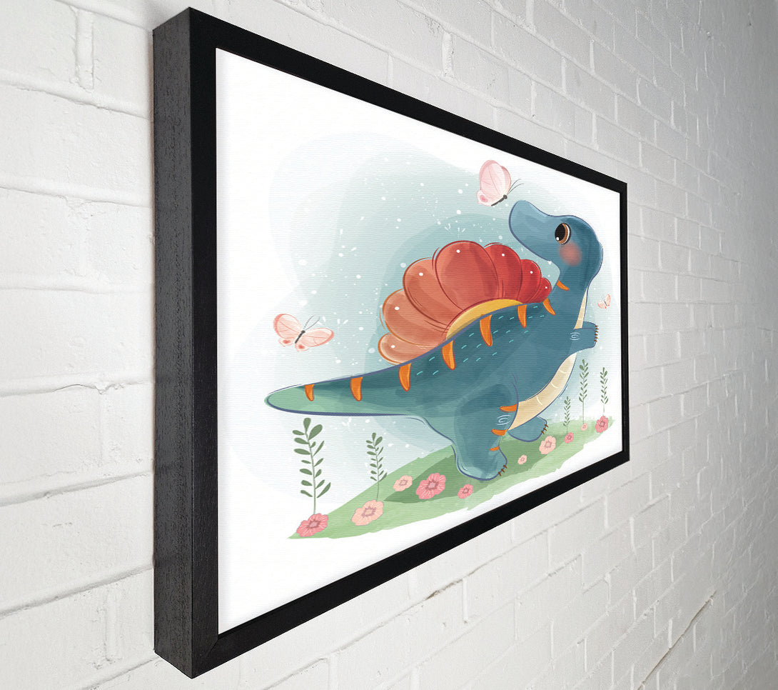  A Canvas Print of The Little Cute Dinosaur Butterfly Canvas Wall Art