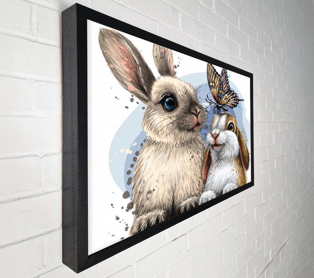  A Canvas Print of The Cute Bunnies With Butterfly Canvas Print