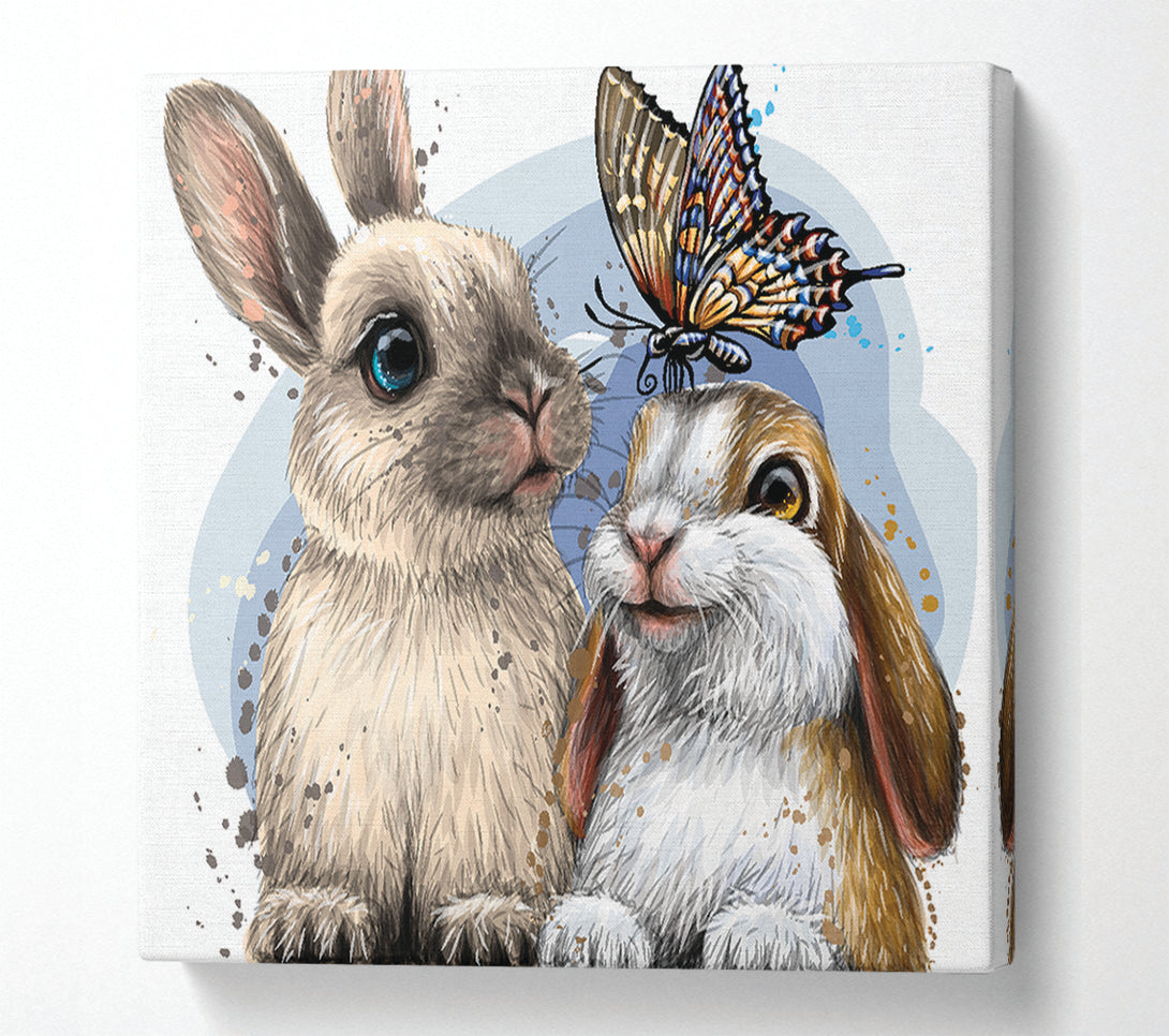  A Canvas Print of The Cute Bunnies With Butterfly Canvas Print