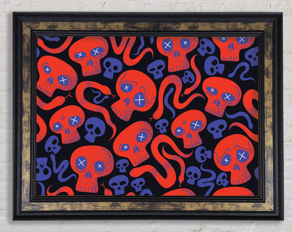 Red Skull And Snakes Framed Print