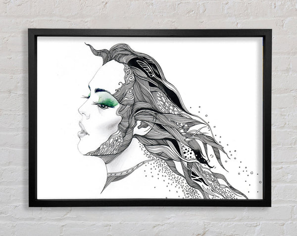 Woman Face Pen Scribble Framed Print