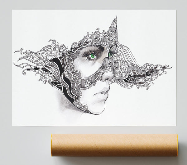 Woman Face Scribble 2 Print