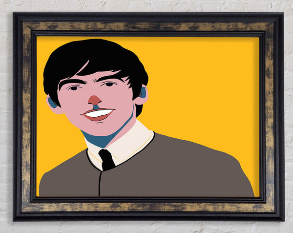 The Beatles On Yellow Framed Print