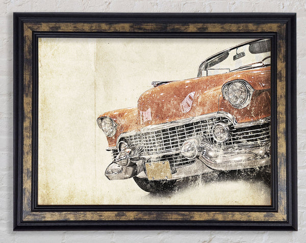 American Muscle Car Watercolour Framed Print