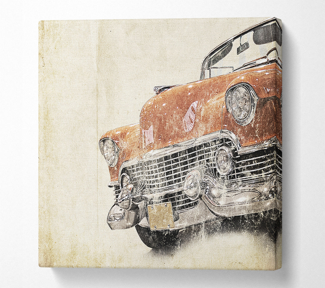  A Canvas Print of American Muscle Car Watercolour Canvas Print