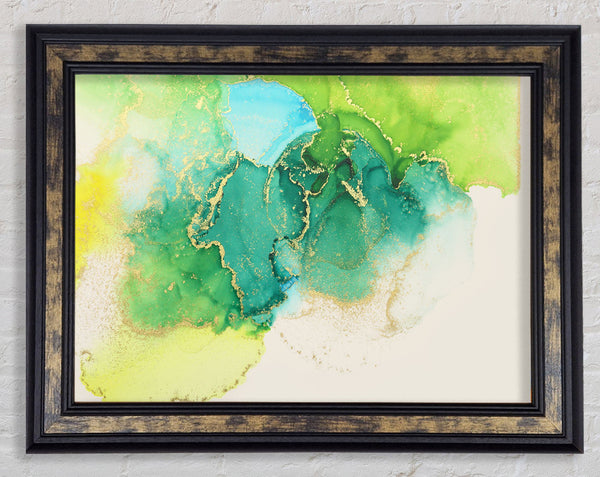 The Green And Blue Gold Wash Framed Print