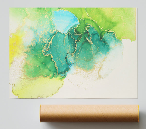 The Green And Blue Gold Wash Poster