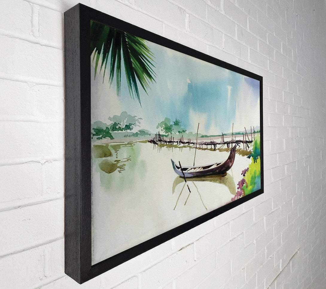  A Canvas Print of The Boat Left In The River Canvas Print