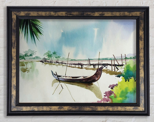 The Boat Left In The River Framed Print