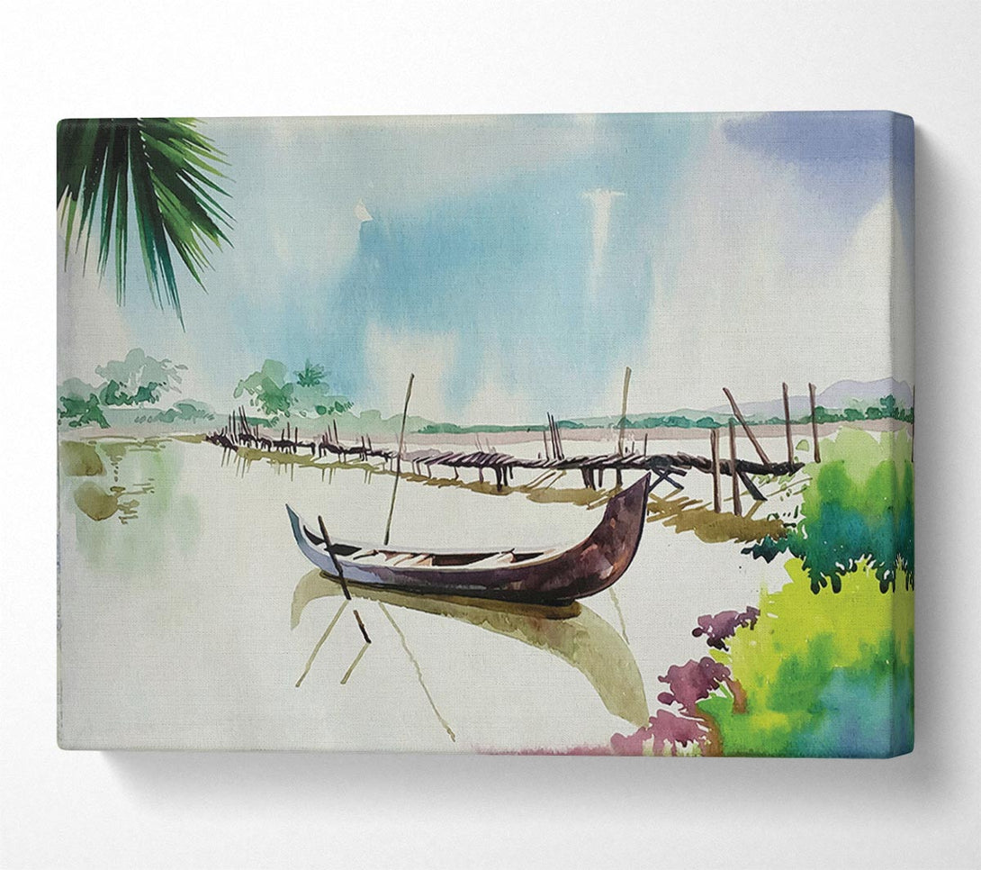 A Canvas Print of The Boat Left In The River Canvas Print