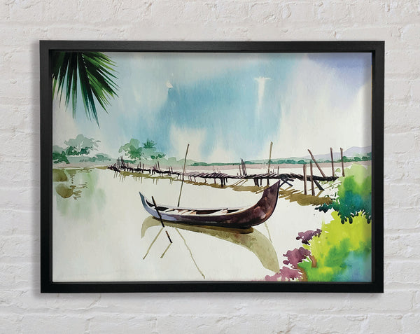 The Boat Left In The River Framed Print