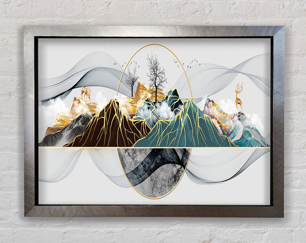 Gold Line Mountain Framed Print