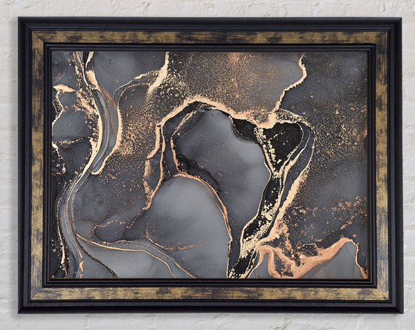 The Dark Grey Darkness Glitter Framed Print