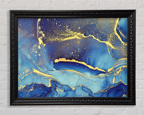 Deep Blueness Of Life Glitter Framed Print