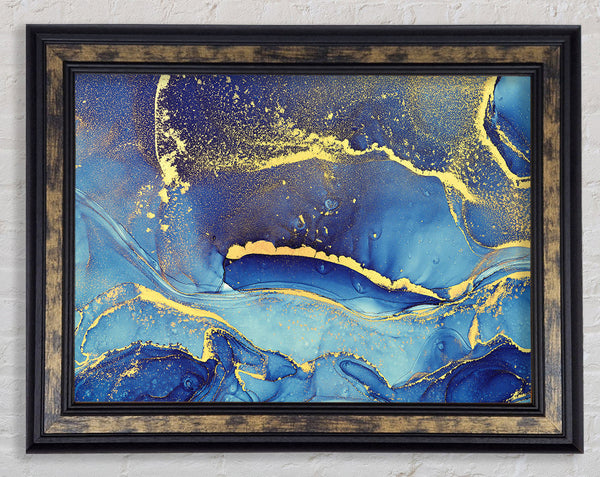 Deep Blueness Of Life Glitter Framed Print
