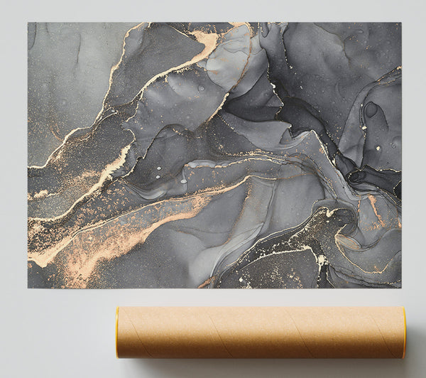 Dark Grey Smoke Glitter Poster