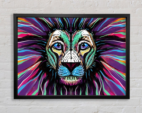 The Lion Rainbow Face Framed Print