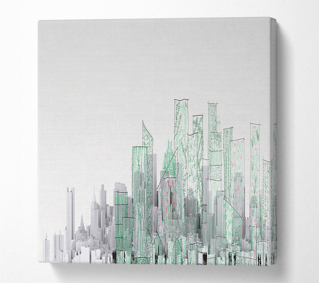  A Canvas Print of The City Sketch Art Canvas Print
