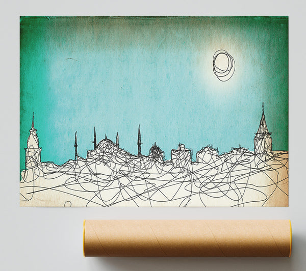 Where The Sun Sets Over Town Print