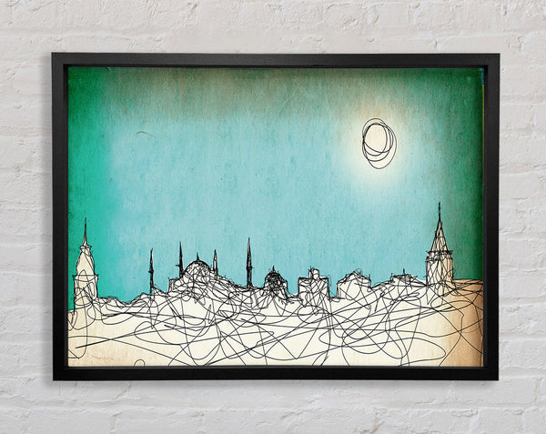 Where The Sun Sets Over Town Framed Print
