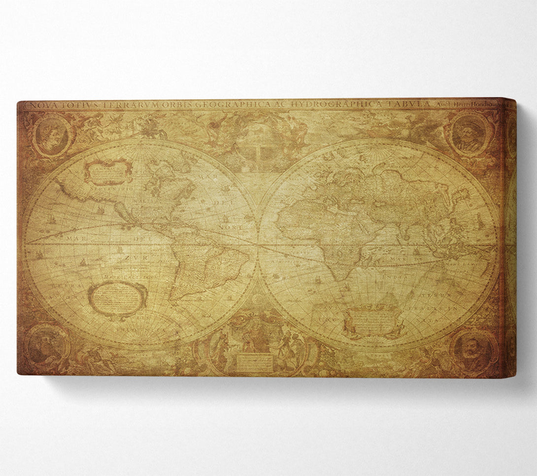  A Canvas Print of The Map Of The World Vintage Canvas Print