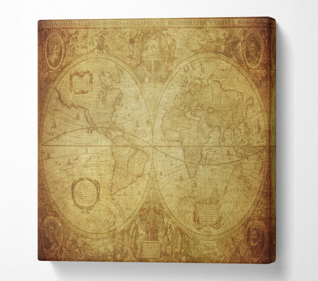 A Canvas Print of The Map Of The World Vintage Canvas Print