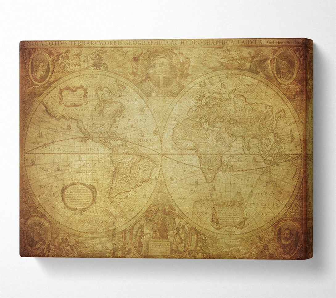  A Canvas Print of The Map Of The World Vintage Canvas Print