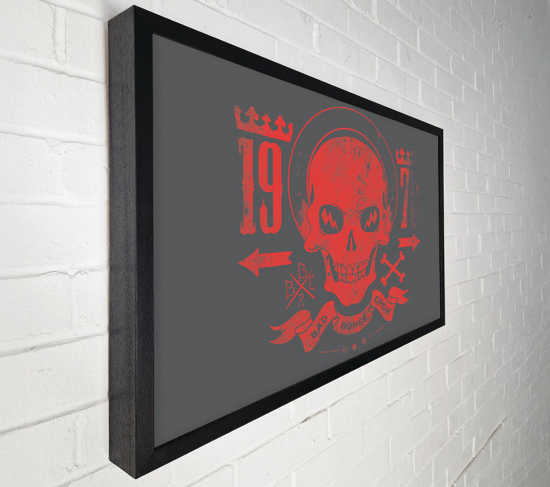  A Canvas Print of Retro Skull Red Canvas Wall Art