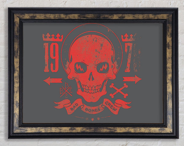 Retro Skull Red Framed Print