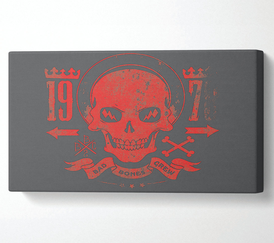  A Canvas Print of Retro Skull Red Canvas Wall Art