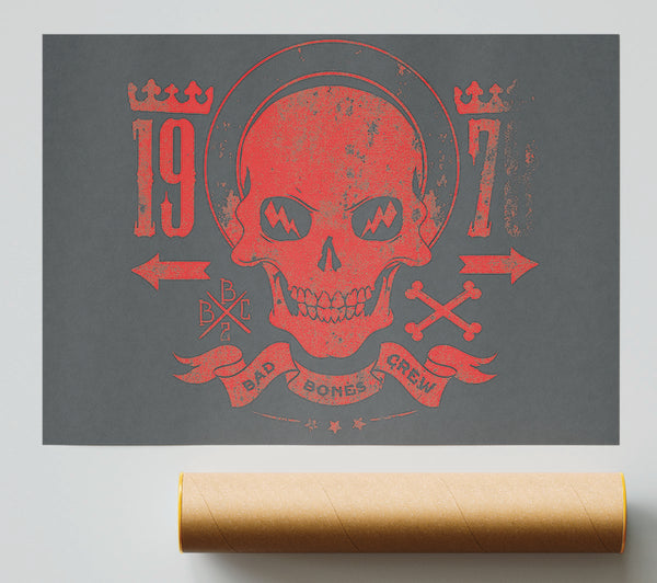 Retro Skull Red Giclee Print