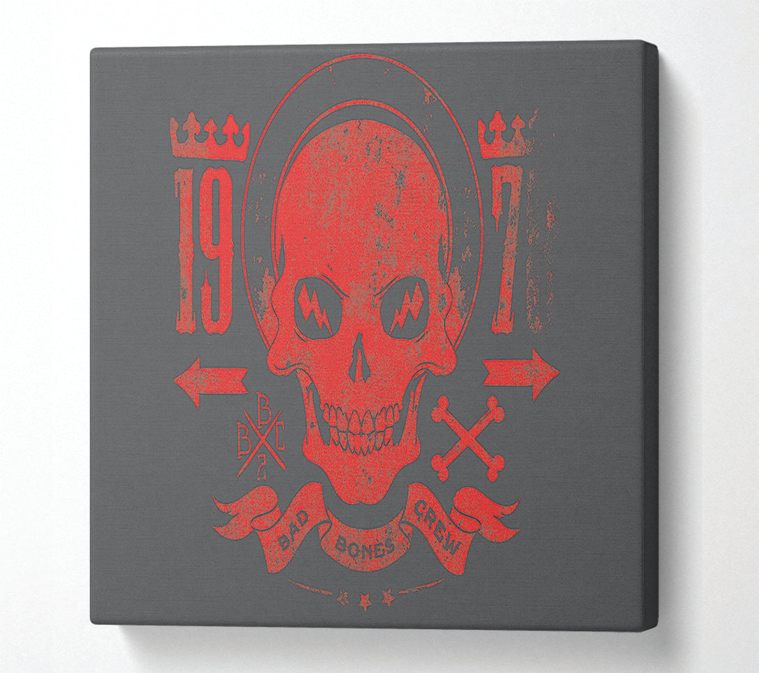  A Canvas Print of Retro Skull Red Canvas Wall Art
