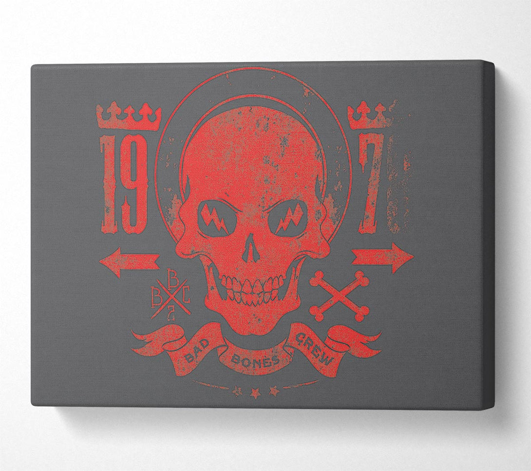  A Canvas Print of Retro Skull Red Canvas Wall Art