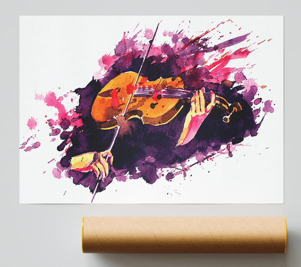 Playing The Violin Splatter Poster