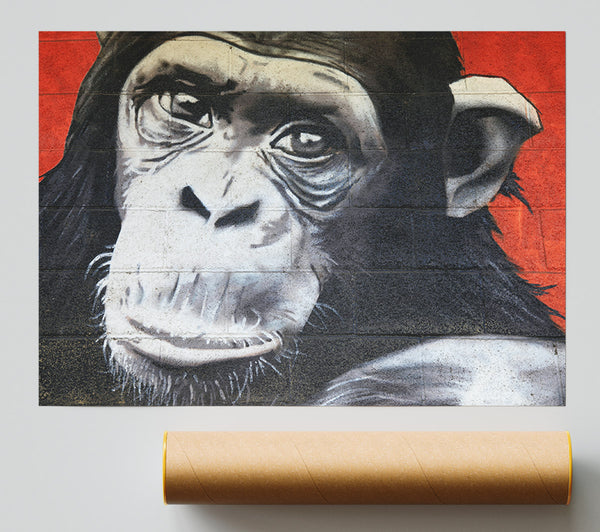 The Chimp On Red Giclee Print