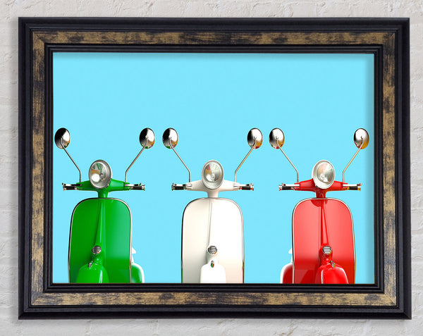 Three Vespas Italy Framed Print