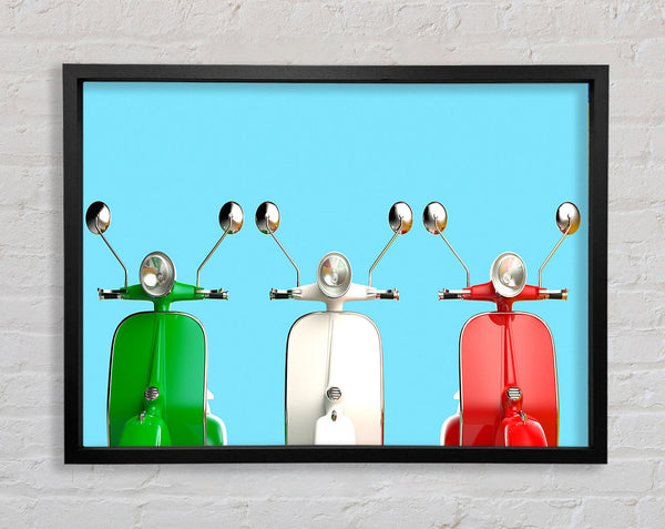 Three Vespas Italy Framed Print